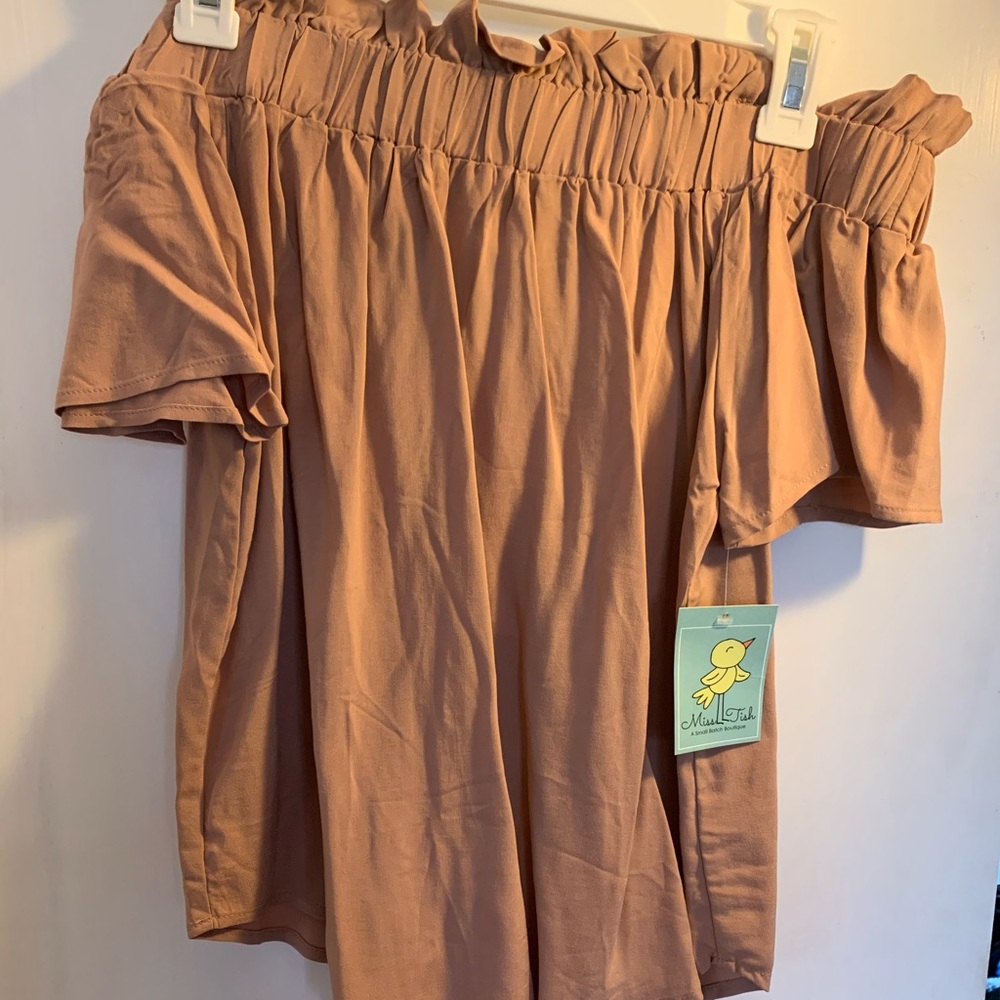 Off the shoulder rose gold top